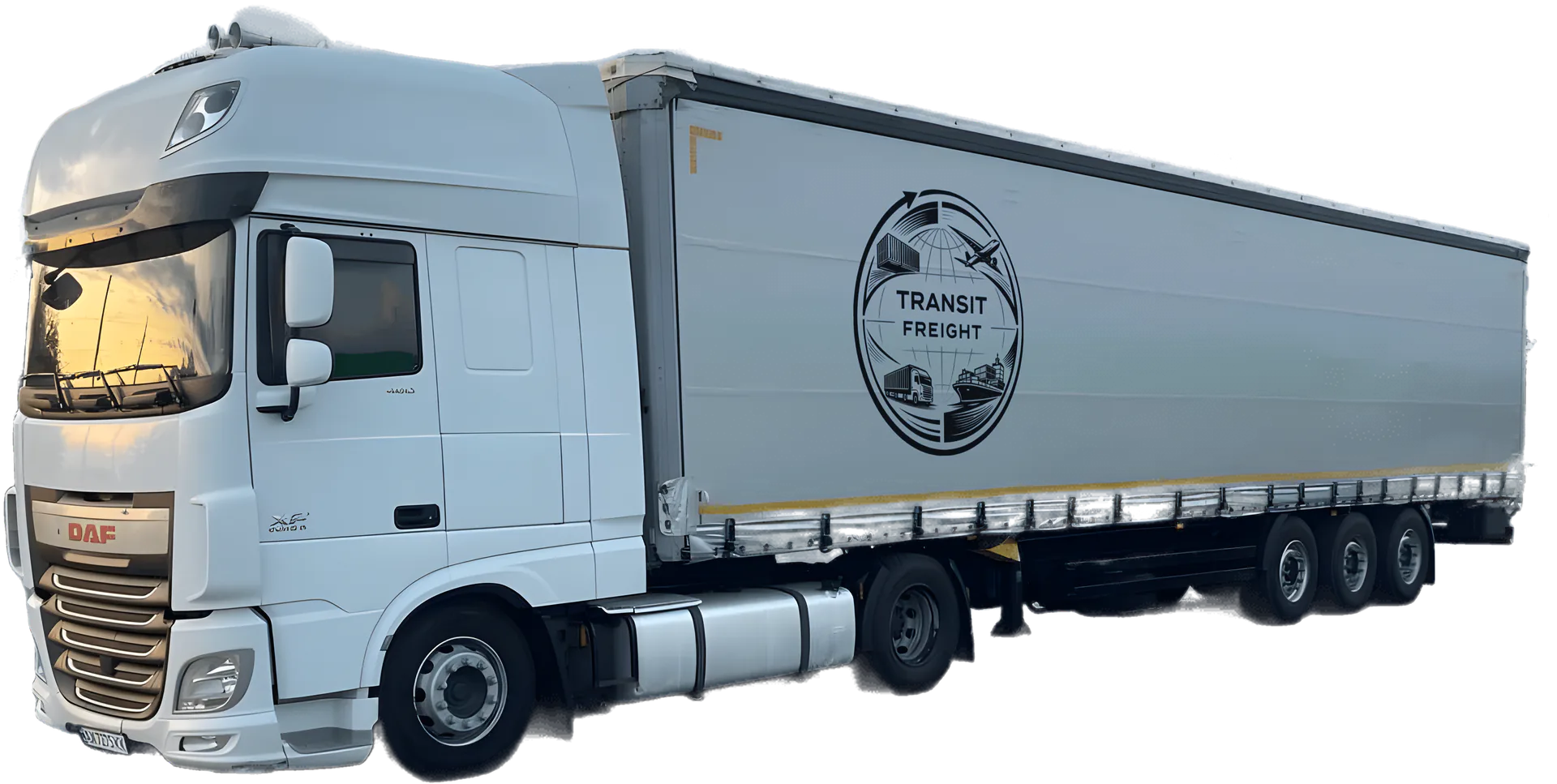 Тентована фура DAF XF Transit-Freight, вигляд збоку